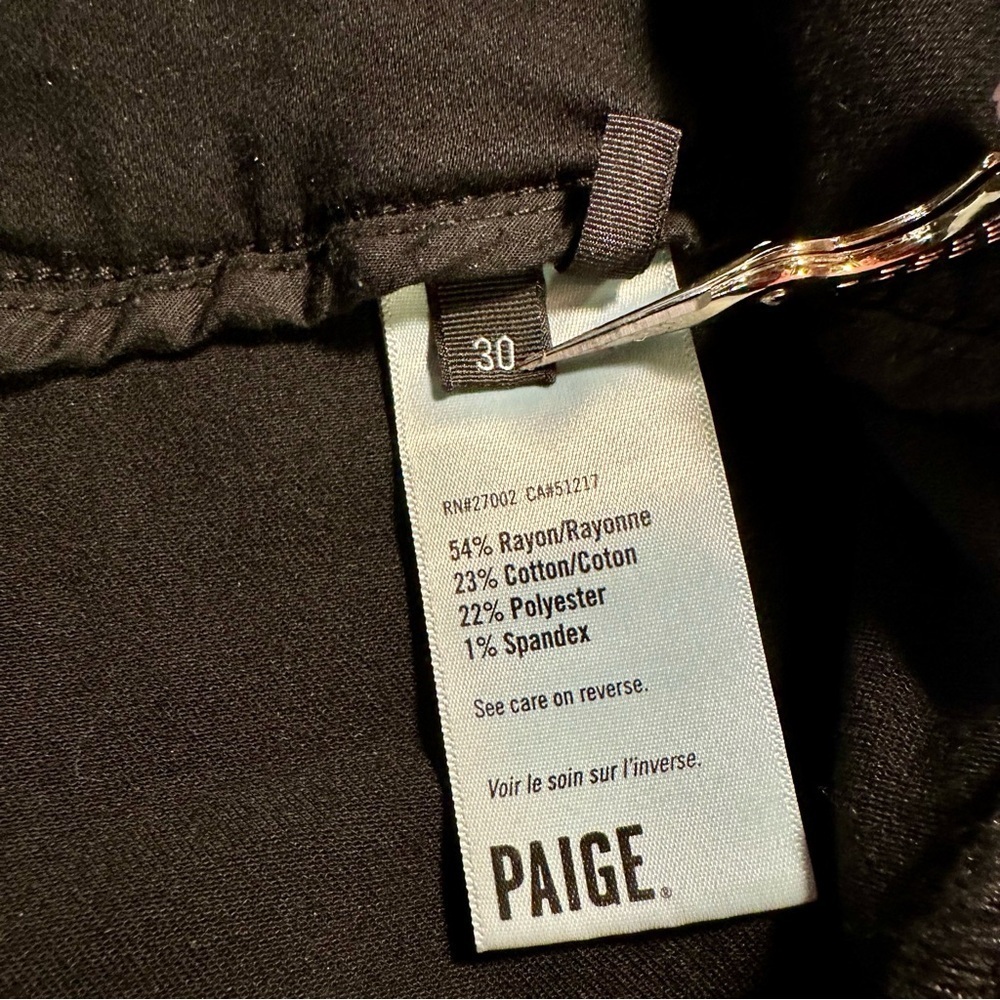 PAIGE Denim ‘Corset Genevieve’ Jeans in “Boss Black” with Raw Hem Size 30 - Picture 12 of 12